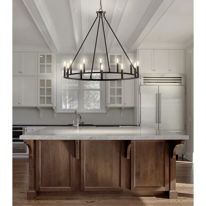 Oberto Ring Iron Rustic Farmhouse LED Chandelier