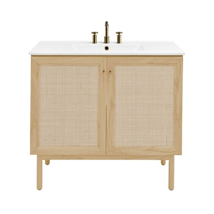 36" Freestanding Bathroom Vanity with 3-Hole Widespread Sink Top