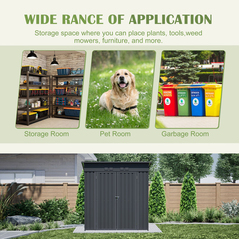 WOW PIONEER Durable All-Weather 6x4 ft Outdoor Storage Shed for Garden Backyard Lawn Multi-Purpose Storage for Tools Pet Supplies and More image number 8