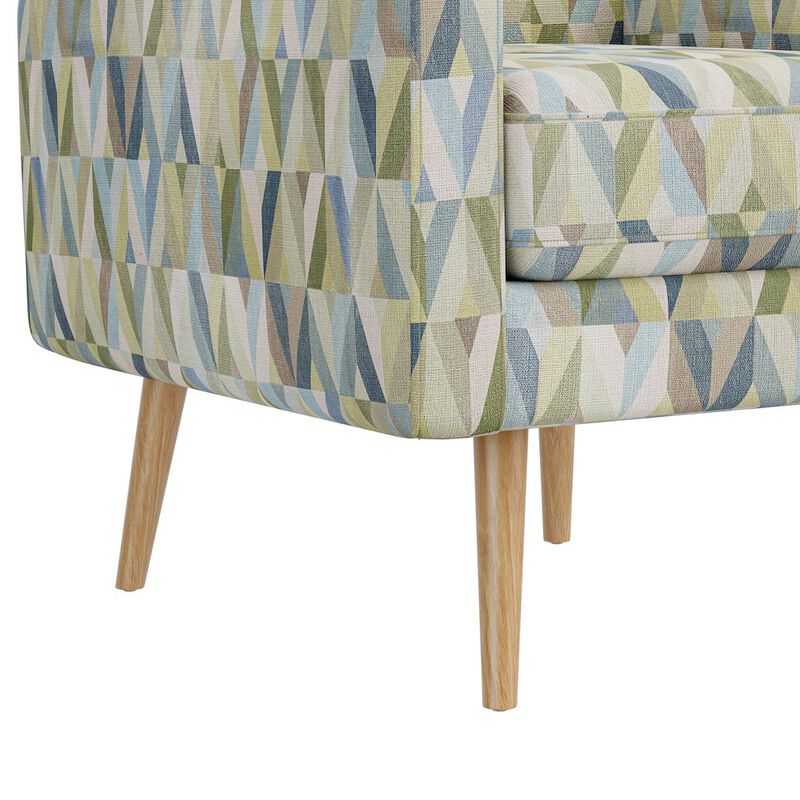 HL Home Furnishings Mid-Century Modern Armchair in Pastel Green and Blue Prism