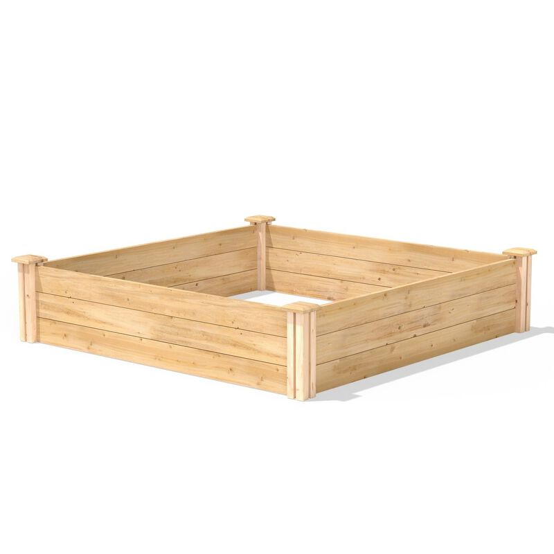 QuikFurn Cedar 4 ft x 4 ft x 10.5 in Raised Garden Bed