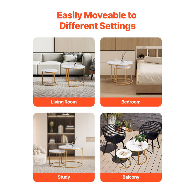 Space-Saving Nesting Tables Set of 2 for Living Room or Bedroom