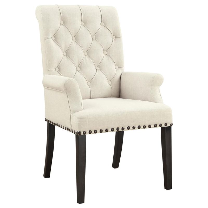 Coaster Alana Upholstered Arm Chair Beige and Smokey Black