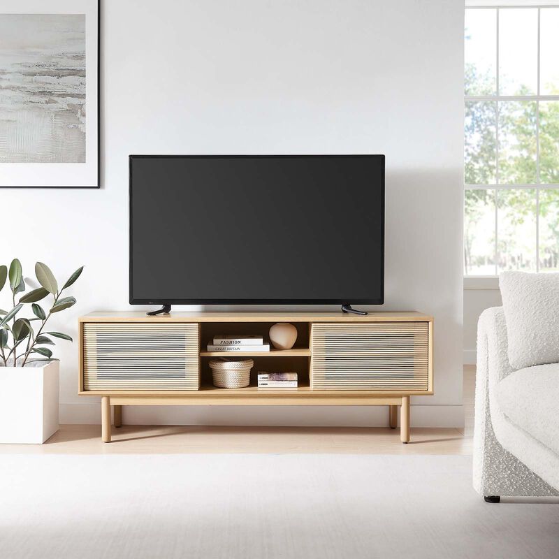 Modway EEI-6584-OAK-TAN Milo 59" TV Stand, Oak Tan image number 6