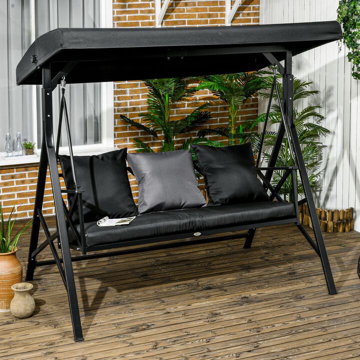 Hivvago 3-Seat Patio Swing with Adjustable Canopy