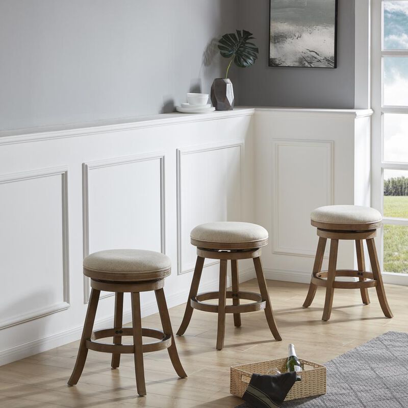 Boraam 24 Fenton Counter Stool - Driftwood Wire-Brush & Ivory