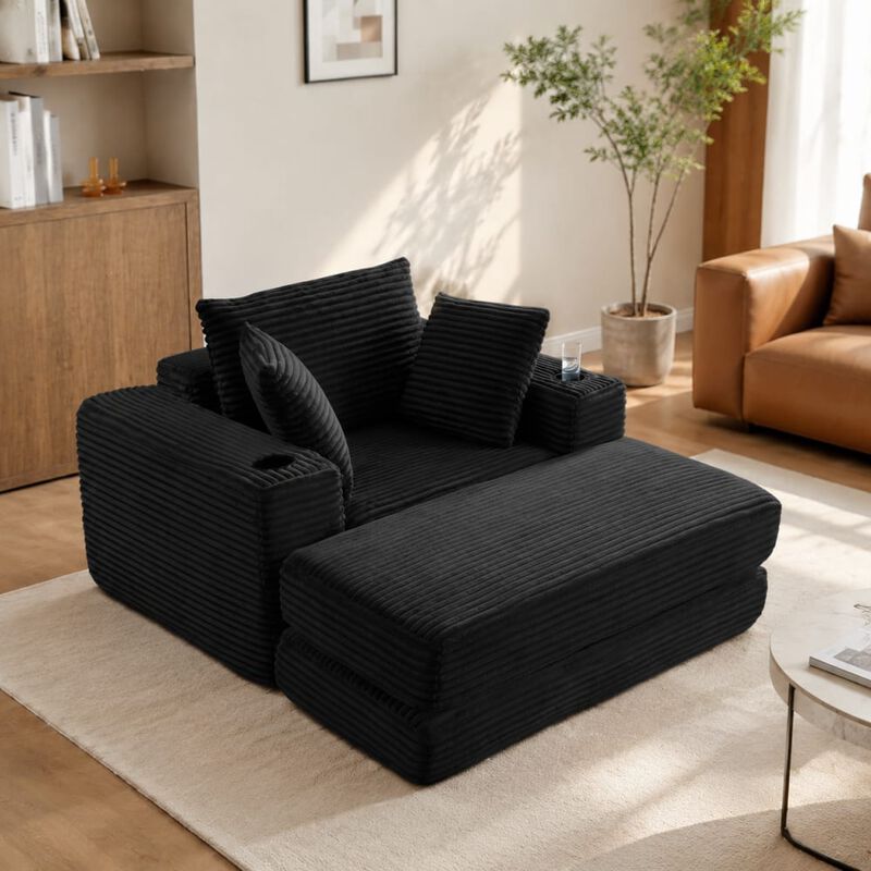 Oversized Cloud-Like Boneless Chaise Lounge Chair 3-in-1 Convertible Modular Sleeper Sofa image number 2