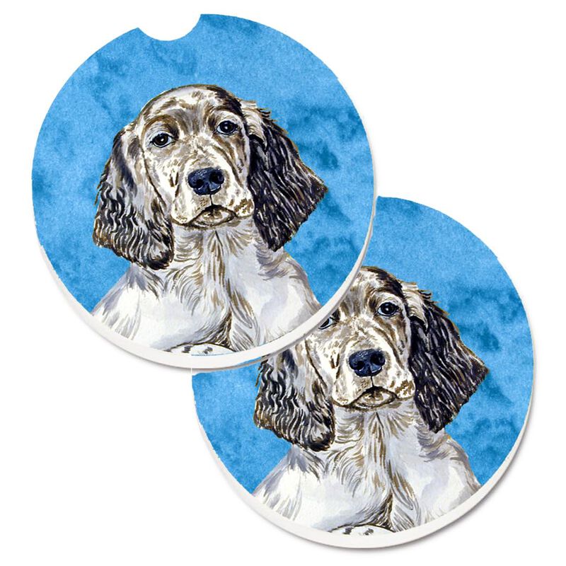 Caroline's Treasures Blue English Setter Set of 2 Cup Holder Car Coasters LH9367BUCARC, 2.56, Multicolor image number 0