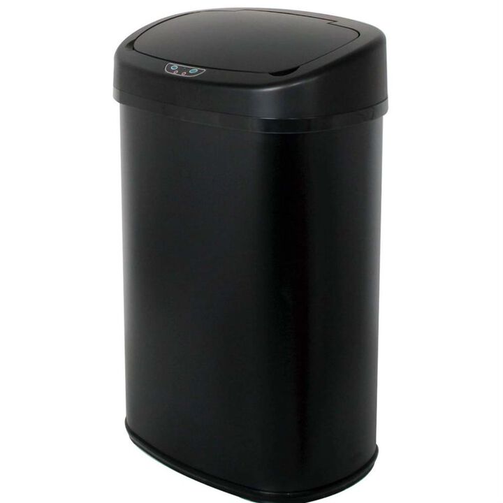 Hivvago Black 13-Gallon Kitchen Trash Can with Touch Free Motion Sensor Lid