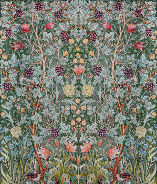 Vine Embroidery Sea Green Wall Mural
