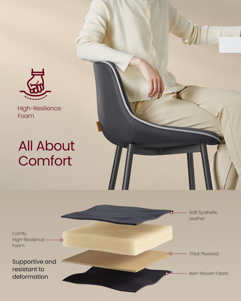 Stylish Counter Height Bar Stools with Back, Set of 2 for Dining or Kitchen image number 5