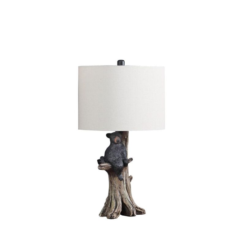 Hivvago 25" Black Blear in a Tree  Table Lamp With Beige Shade