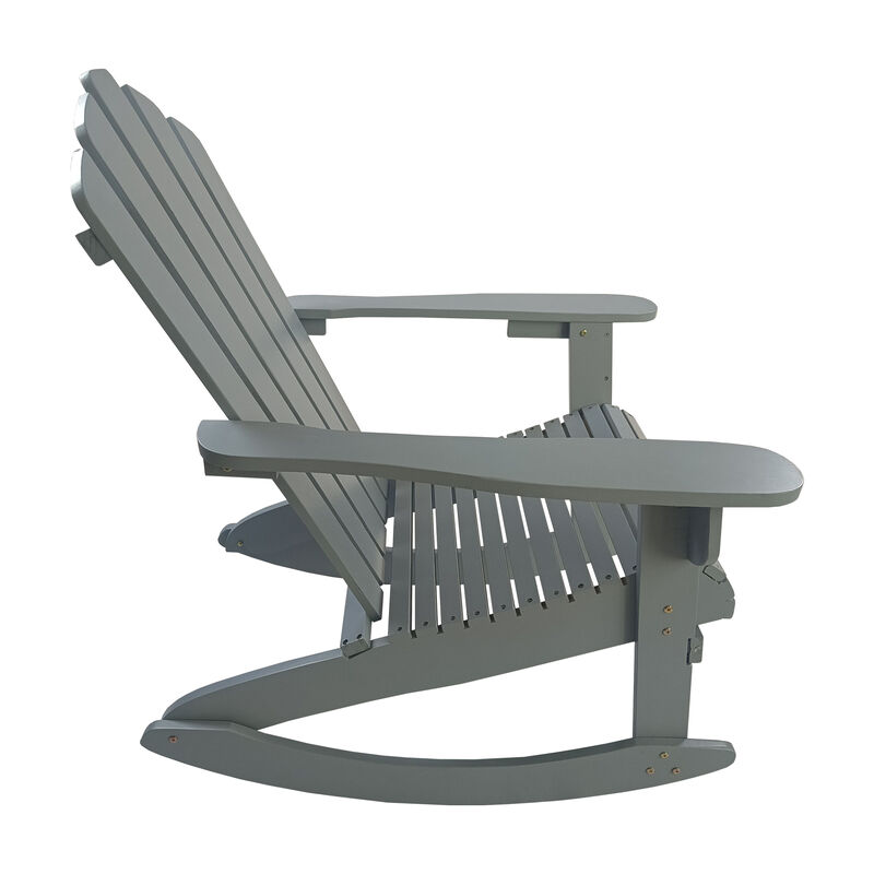 Streamdale Reclining Wooden Outdoor Rocking Adirondack Chair, Walnut