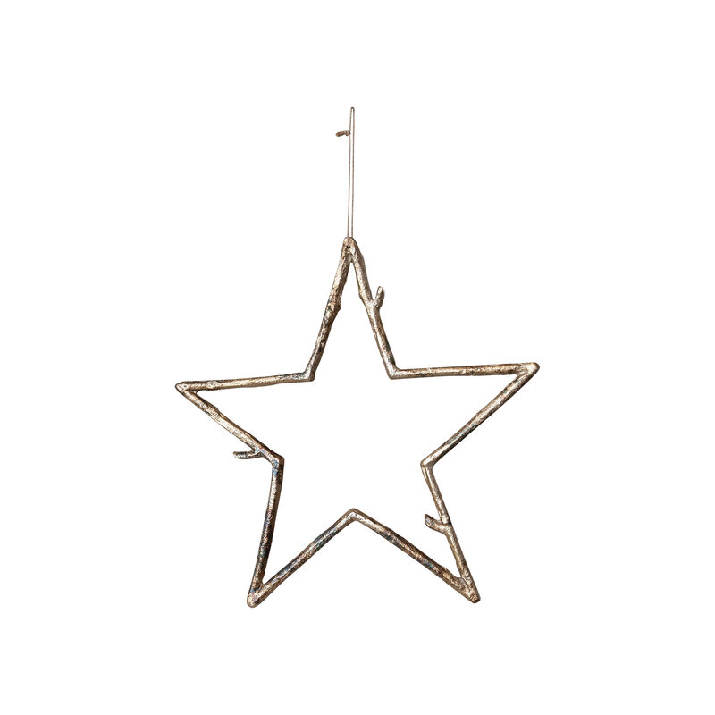 Metal Twig Star Ornament, Antique Gold Finish image number 0