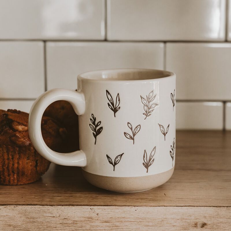 Brown Leaves 14 oz Stoneware Coffee Mug image number 2