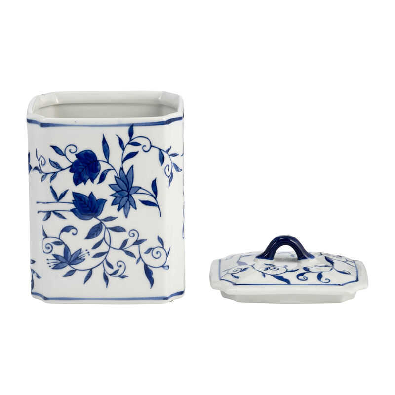 Ceramic Box Jar With Lid, Blue image number 3