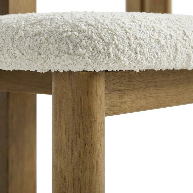 Boucle Fabric Upholstered Dining Chairs, French Oak Ivory, Set of 2 image number 6