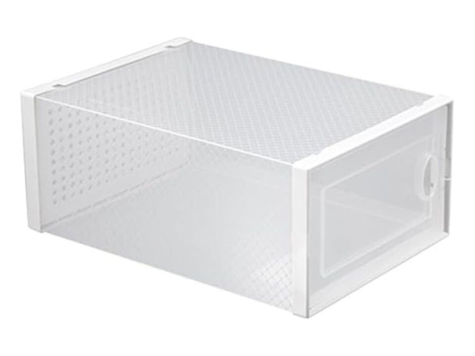 Shoe Organizer Clear Storage Box Stackable Containers Lids