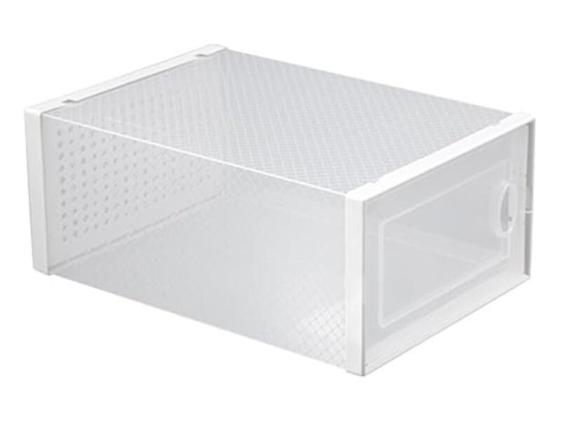 Shoe Organizer Clear Storage Box Stackable Containers Lids image number 0