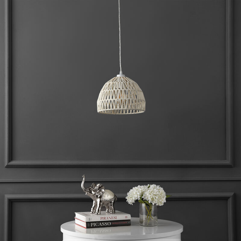 Campana Bohemian Modern Woven Rattaniron LED Pendant