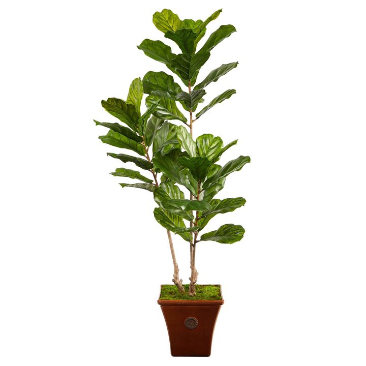 Nearly Natural 5.5-in Fiddle Leaf Tree in Planter UV (Indoor/Outdoor)