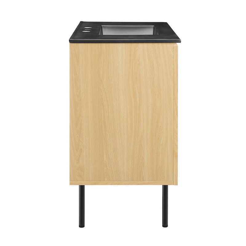 Modway Chaucer 36&rdquo; Bathroom Vanity in Oak Black with Ceramic Sink Basin, 36 Inches image number 3