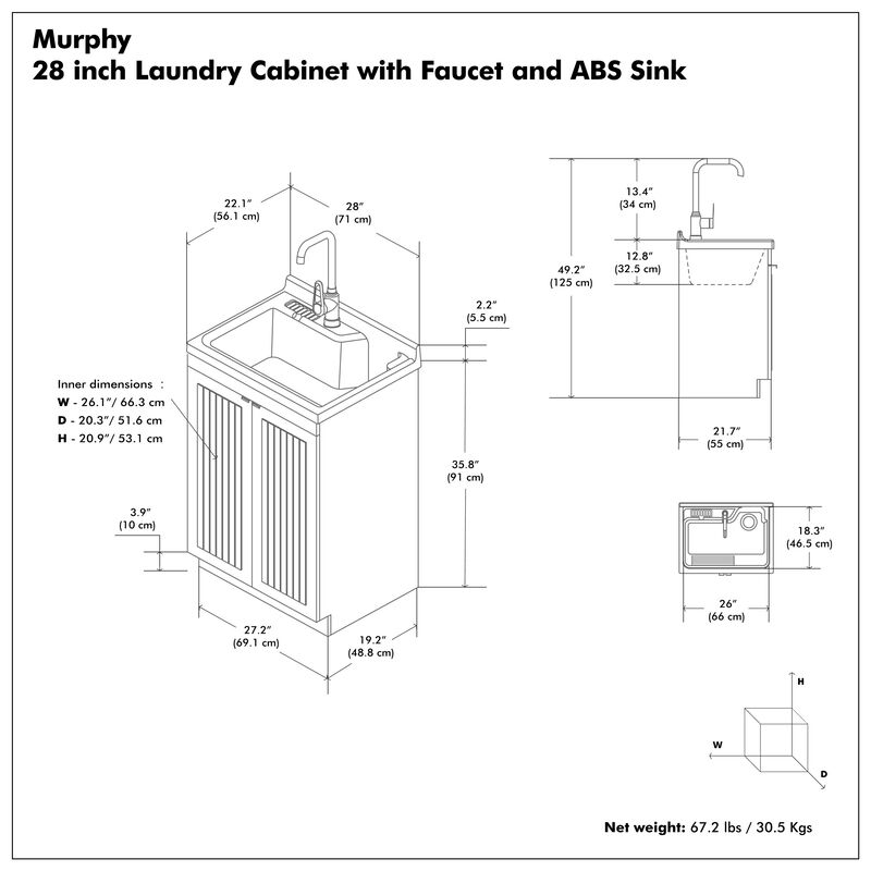 Murphy All-In-One 28-inch Laundry Utility Sink and Cabinet
