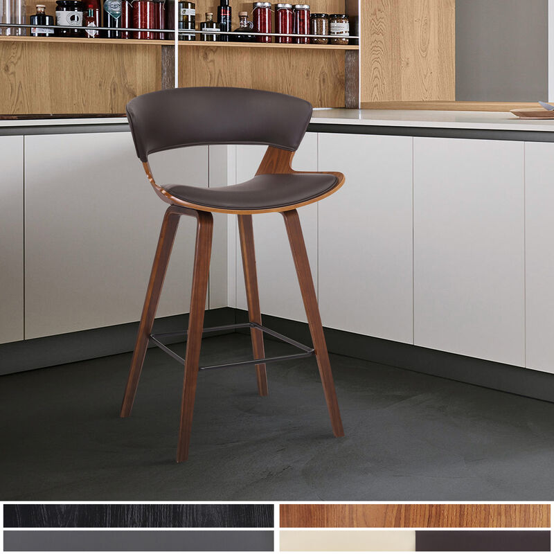 Jagger Modern  Wood and Faux Leather Counter Height Barstool
