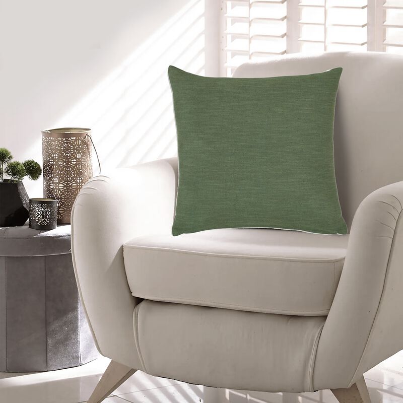 Ina 22 Inch Accent Throw Pillow Set of 4, Square, Green Cotton Linen - Benzara