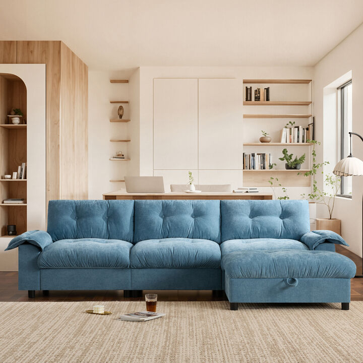 Merax Sectional Sofa, L-Shape with Multifunctional Armrest