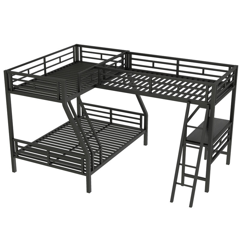 Whisen Twin Over Full L-Shaped Bunk Bed with Desk, Metal for Kids Bedroom image number 0