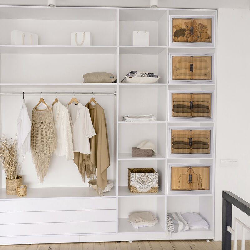 Mega Casa Stackable Foldable Storage Bins with Lids and Wheels 5 Tier (Set of 5)