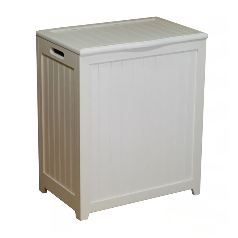 Hivvago White Solid Wood Rectangular Laundry Hamper