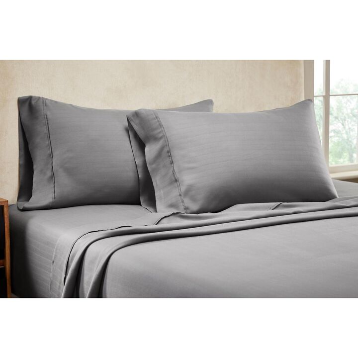 Knightsbridge 1000 Thread Count Herringbone Sateen Sheet Set - 4-Piece - Queen 60x80", Gray