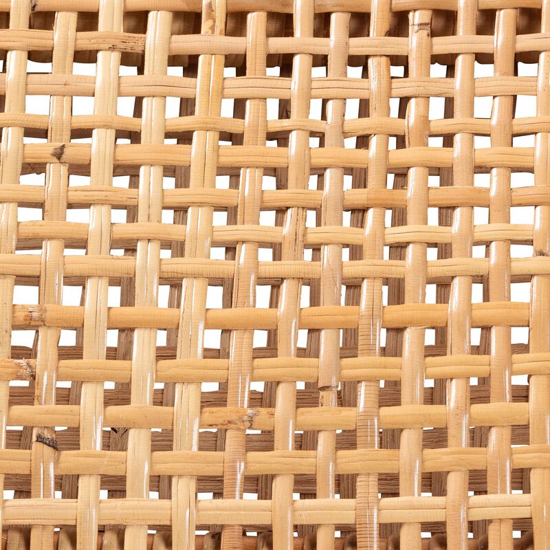 bali & pari Chatura Natural Rattan and Mahogany Wood 2-Piece Counter Stool Set &ndash; Handwoven Wicker Stool with Angled Back, Coastal Boho Seating for Kitchen Island, Counter Height