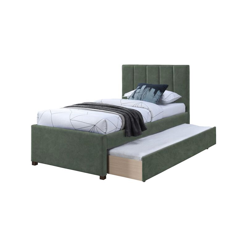 Meridian Furniture Hudson Green Vegan Leather Twin Trundle Bed