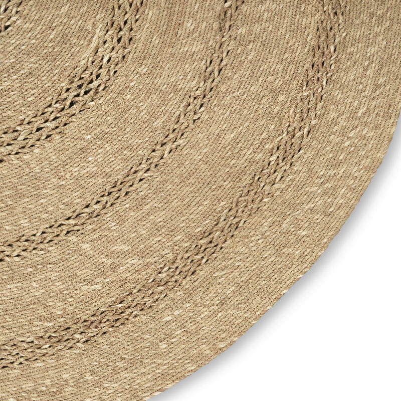 HomeRoots 6' Natural And Brown Round Handmade Indoor Outdoor Area Rug image number 2