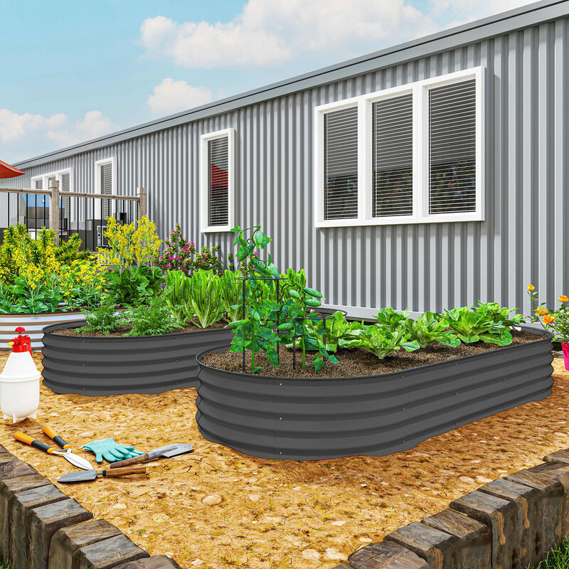 Hivvago 2-Piece Raised Garden Bed Set with Metal Stakes image number 1