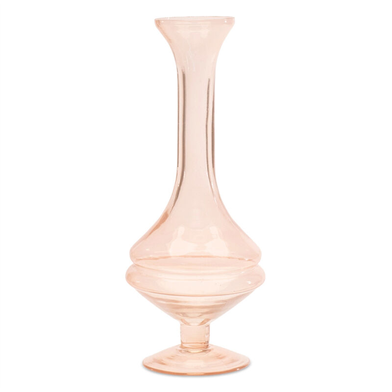 HomeRoots Set of Two 9" Pink Glass Trumpet Table Vases image number 2