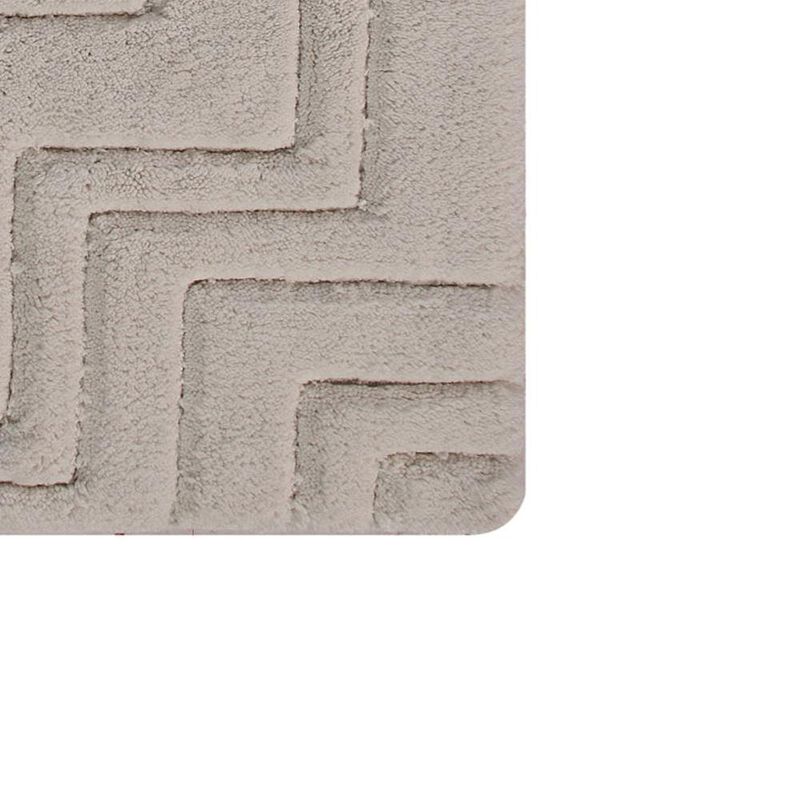 Zig Zag Pattern Cotton Non-Skid Back Bath Rug 24" x 40" Ivory by Castle Hill London