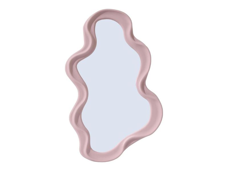 Pink Wavy Asymmetrical Wall Mirror Small Decorative Mirror for Bedroom Bathroom image number 0