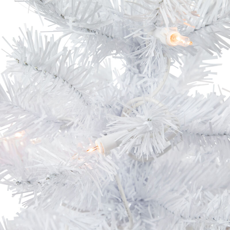 2' Pre-Lit Woodbury White Pine Slim Artificial Christmas Tree  Clear Lights