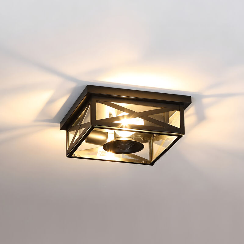 10.63" Modern 2-Light Motion Sensor Outdoor Flush Mount Light image number 7