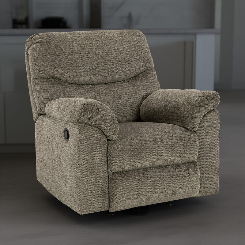 Tul Rocker Recliner Chair, Poly Fiber Foam Fill, Putty Gray Polyester - Benzara