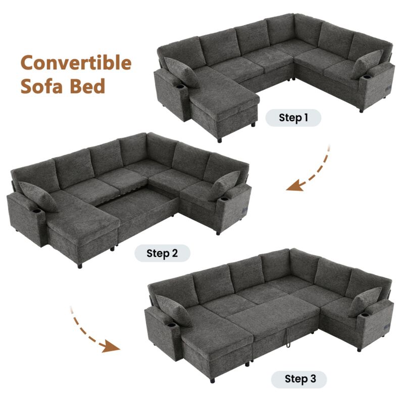 Zornug  Convertible L-Shaped Sectional Sofa Bed image number 6