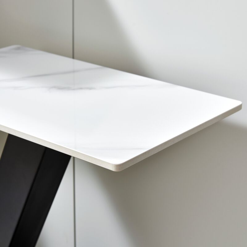 48-Inch Designer Console Table with Asymmetric Metal Frame, Adjustable Levelers, Black