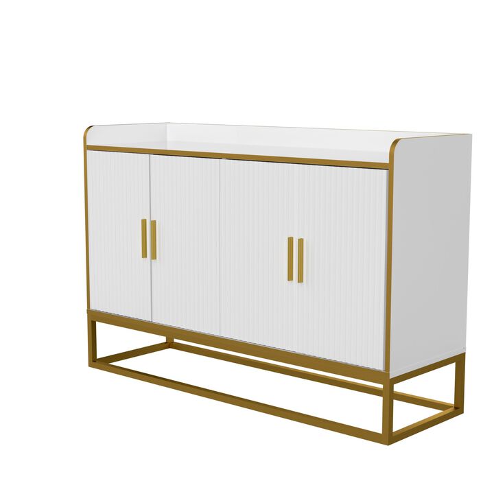 Modern Kitchen Buffet Storage Cabinet Cupboard Gloss Finish Metal Legs Ideal for Living Room And Kitchen