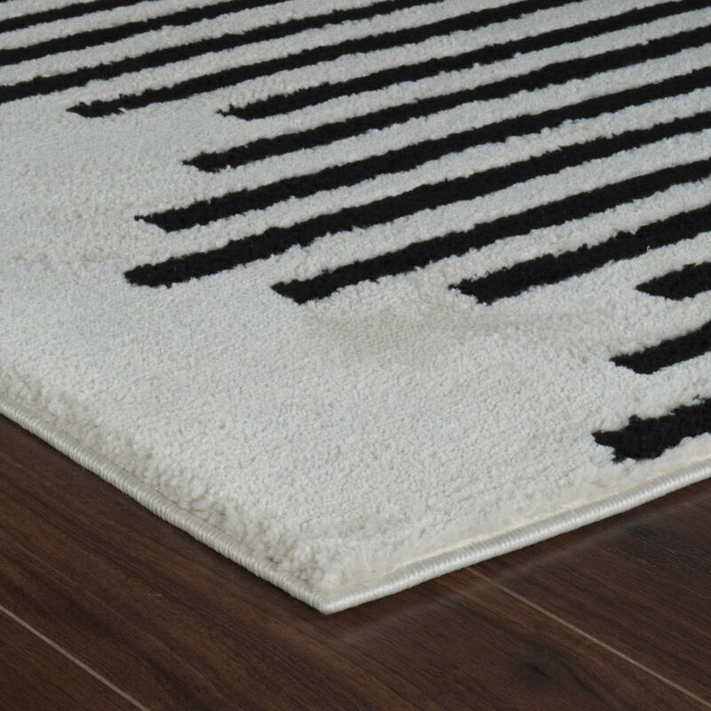 Rug Branch Shodo Modern Striped Cream Black Indoor Area Rug