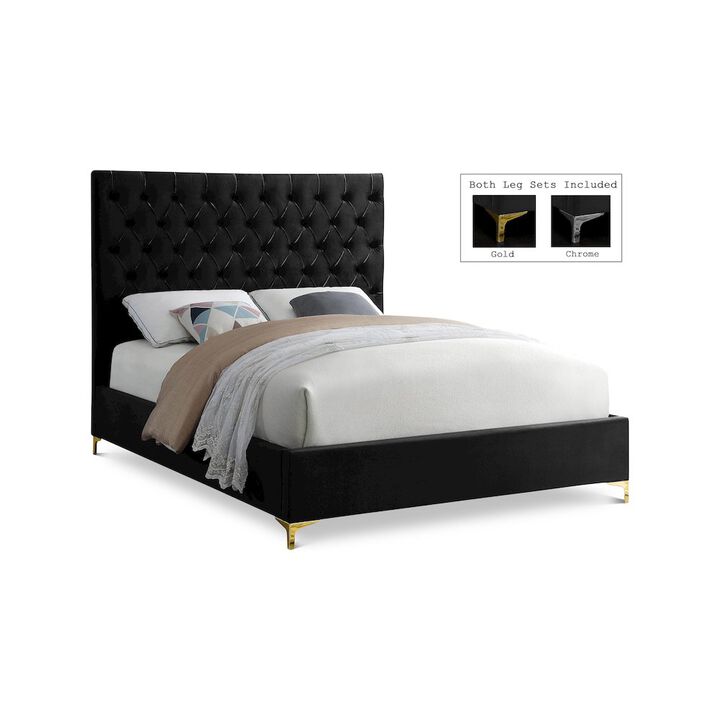 Meridian Furniture Cruz Black Velvet King Bed