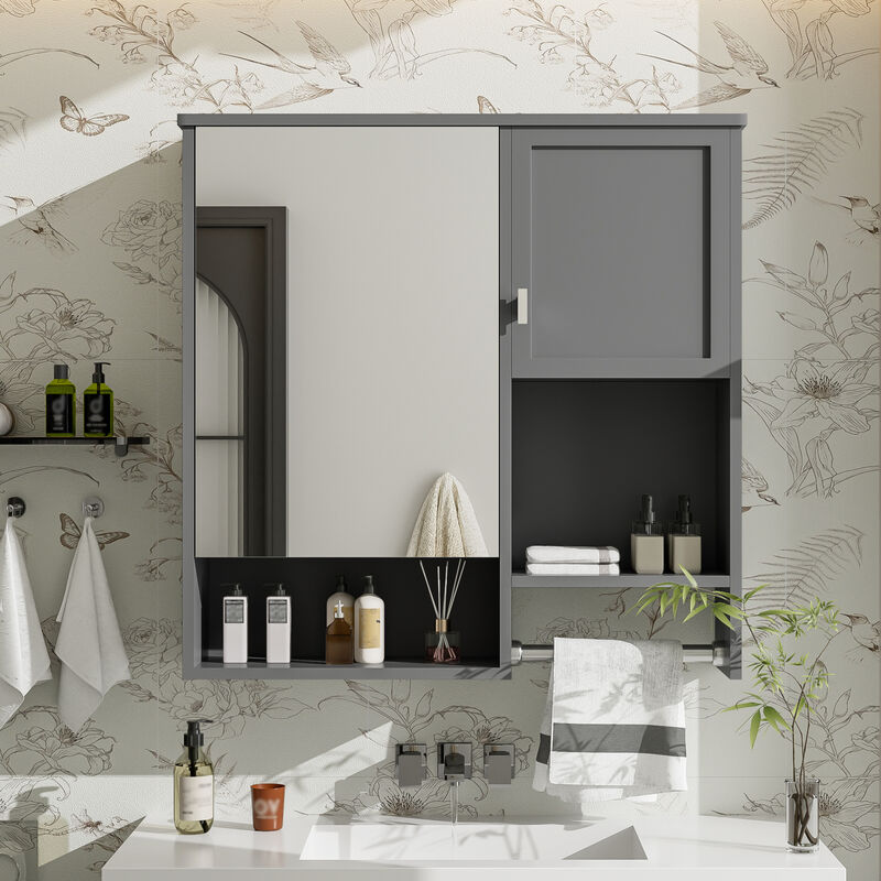 ELEMENT ACE Modern Wall Mounted Bathroom Medicine Cabinet with Adjustable Shelves image number 1